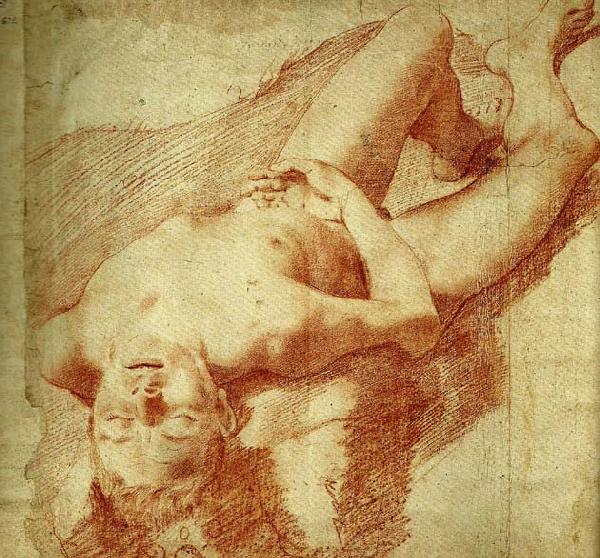 Annibale Carracci liggande naken yngling Sweden oil painting art